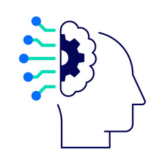 Artificial Intelligence – Head with Gear Representing Intelligent Systems and Automation