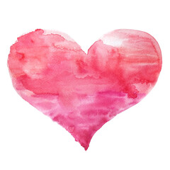 Hand painted red watercolor heart for Valentine's Day or for love conception design. Decorative element for romantic card.