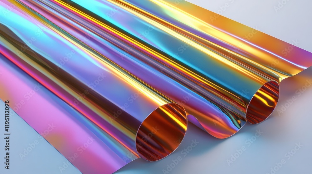 Aufkleber iridescent sheet with reflective rainbow surface in a rolling abstract pattern