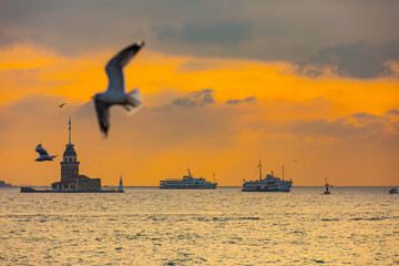 Istanbul Bosphorus Coast in the Sunset Time Photo, Cengelkoy Uskudar, Istanbul Turkiye (Turkey)