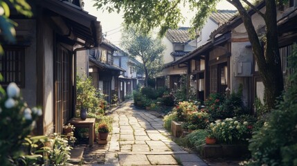 Fototapeta premium The historic village of Ouchi-juku, capturing the essence of Japans Edo period with its well-preserved architecture.