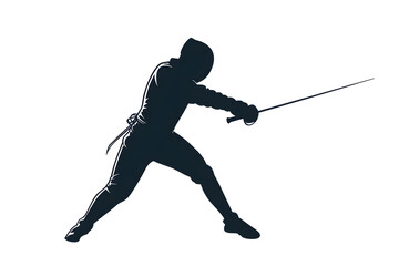 Fototapeta premium Black Silhouette of a fencing sports person. Flat illustration isolated on white background