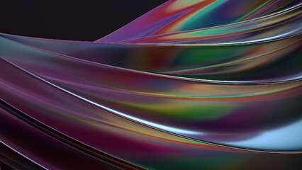An abstract background featuring elegant and modern 3D rendering that showcases the delicate sophistication of twisted metal plates in a dark space with chrome accents.