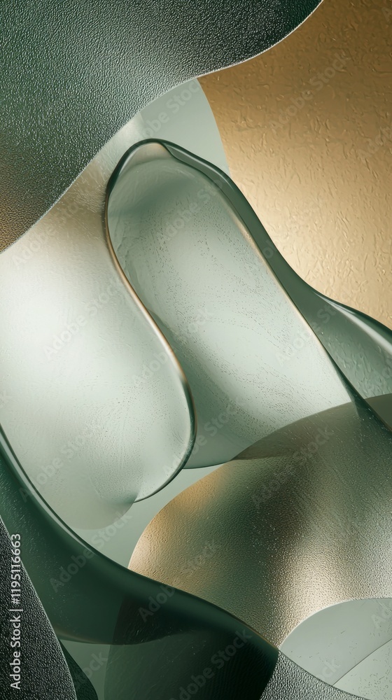 Poster soft contours in pastel olive green cascade gracefully, intertwining with delicate curves. the gentl