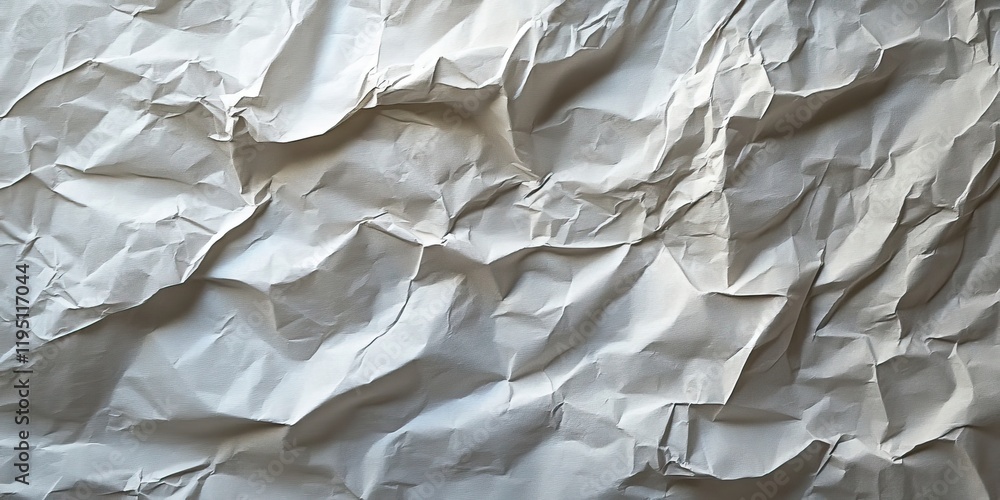 Poster textured background of wrinkled off-white paper with crumpled folds creating shadows and light varia