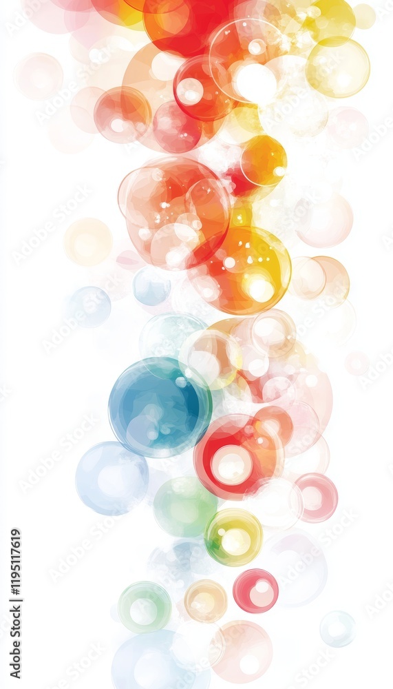 Poster abstract background, vibrant colorful bokeh bubbles with blurred effect, design element