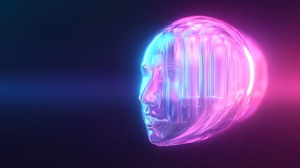 Obraz premium Vibrant 3D Render of a Futuristic, Glowing Head Profile. AI Generated
