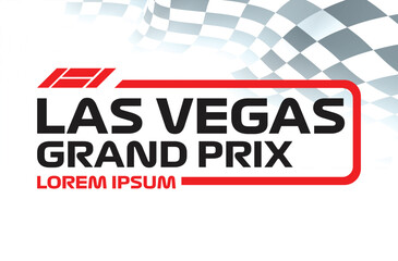 Obraz premium las vegas miami gp flag race car event icon transport jet sport racing symbol concept design template vector isolated promotion power hybrid white background poster red black white banner flyer