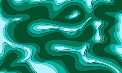 Paper cut. Green abstract layered background. 3d Relief. High resolution. Layout design template.