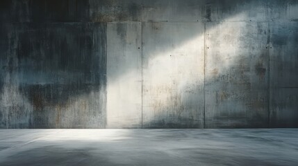 Concrete wall and floor with sunlight creating a dramatic and moody atmosphere