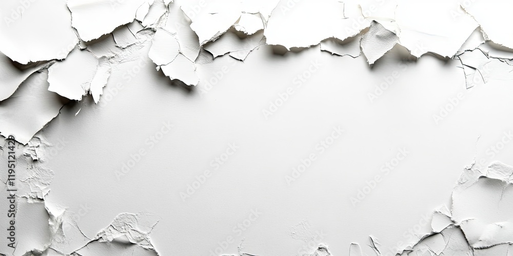 Poster textured white background with torn paper edges forming a frame; the center is blank, creating a con