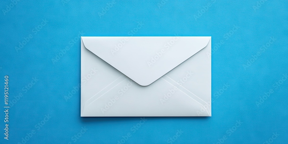 Aufkleber minimalistic white envelope centered on vibrant blue background, showcasing clean lines and a subtle