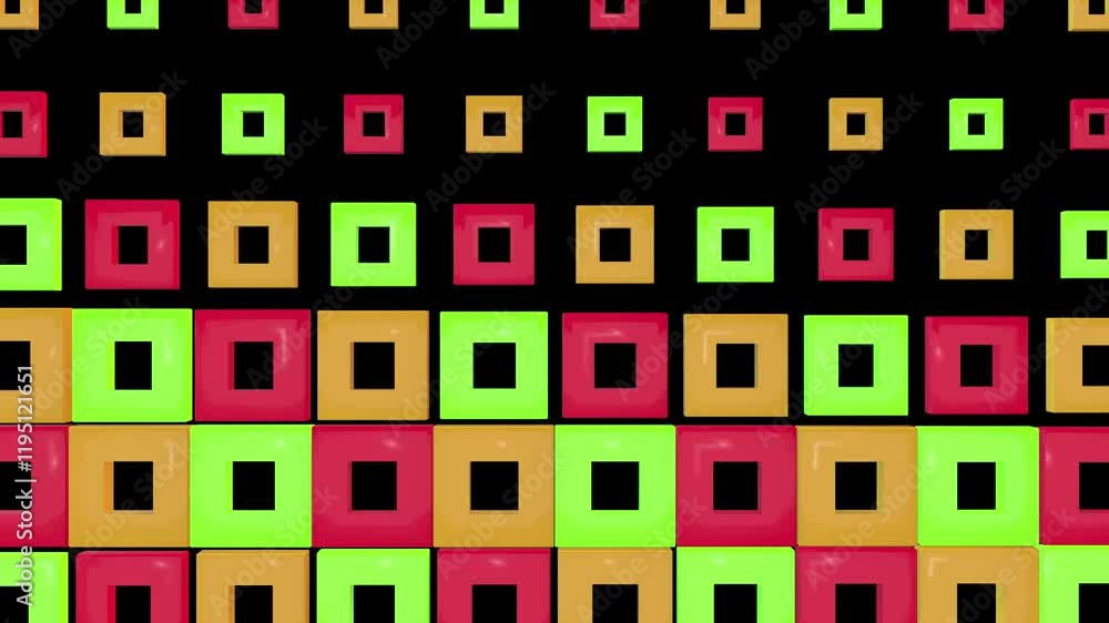 Poster 3d abstract loop animation on black background, cg vfx element.