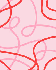 Vector abstract background with pink and red lines on a light pink background