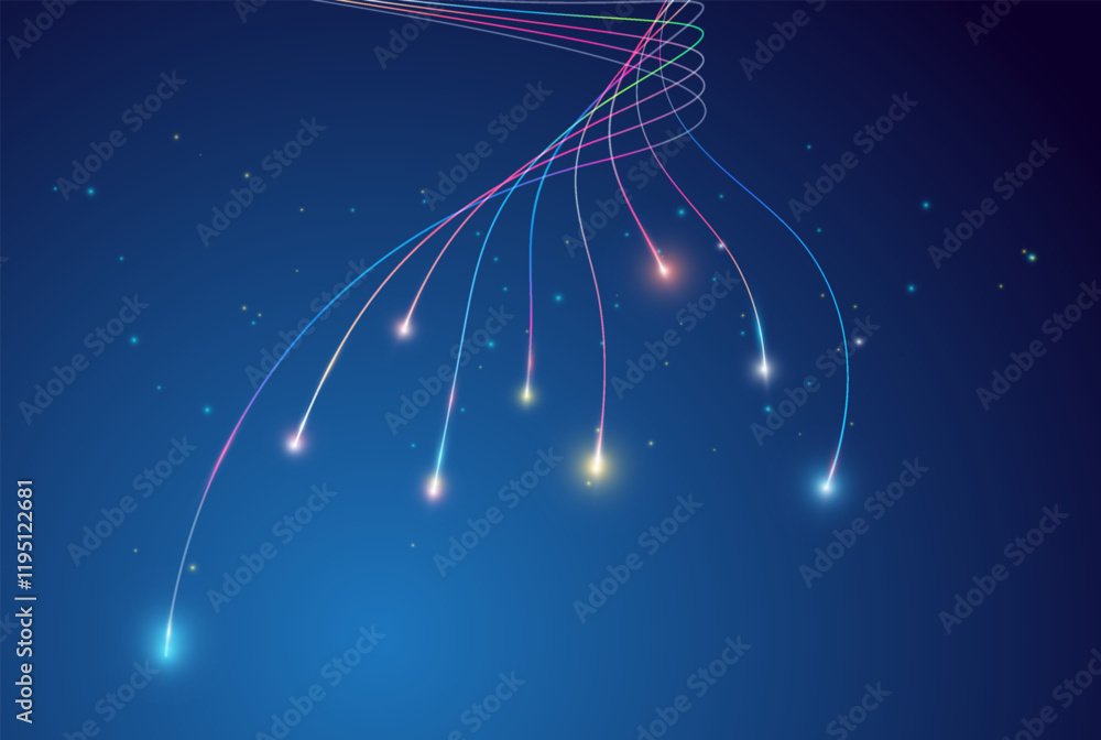 Aufkleber Vector abstract light lines wavy flowing dynamic in blue colors isolated on black background for concept of AI technology,	