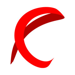 Serpentine carnival ribbon. Red paper streamers for gift, greeting, festive design. Vector illustration isolated on white background.