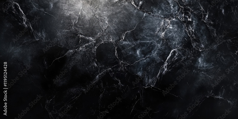 Poster black marble texture background with dark shades and subtle gray veining, creating a sleek and elega