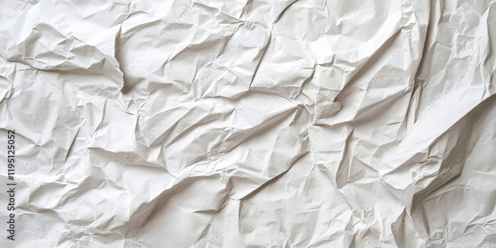 Poster crumpled white paper background with soft shadows and varied texture showcasing creases and folds ar