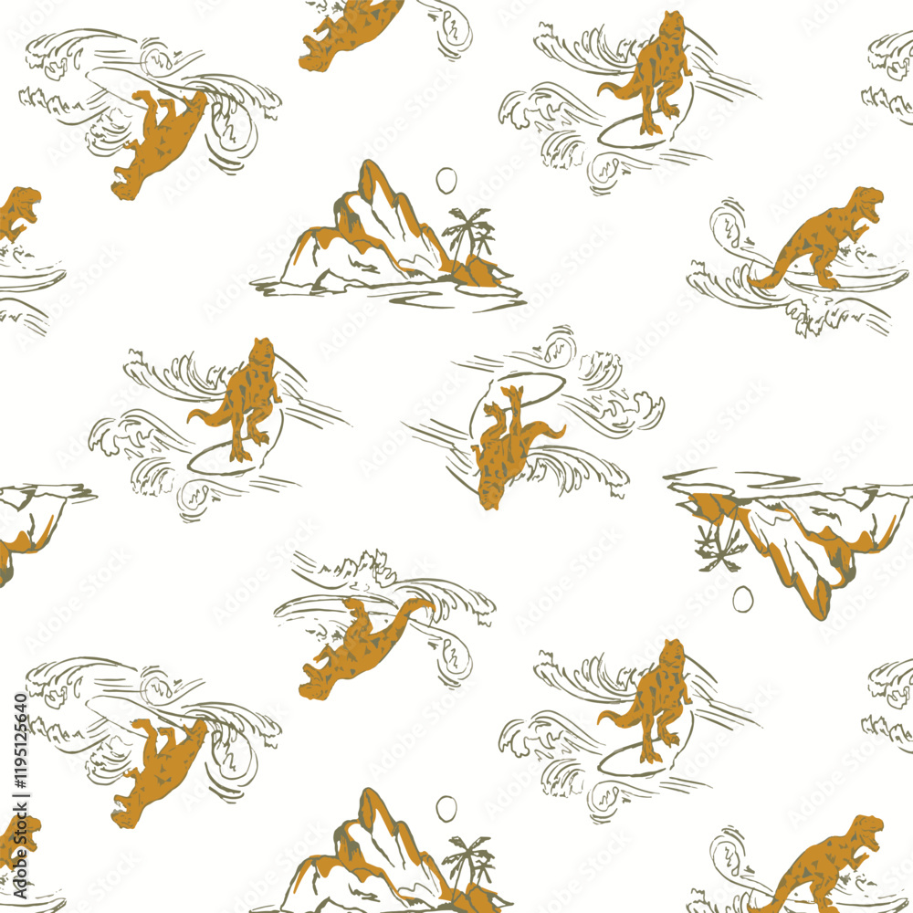 Poster seamless pattern with fish