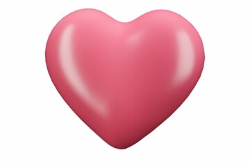 Glossy pink heart isolated on white background