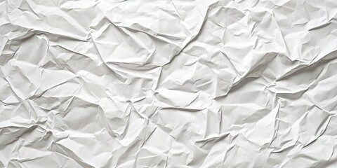 Crumpled white paper texture with intricate creases and folds in light shades perfect for background designs or poster creation.