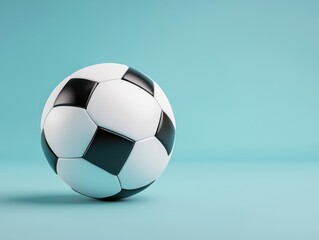 Classic Black and White Soccer Ball on Minimalist Background