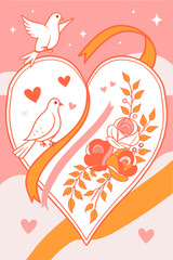 birds and flowers happy valentine day  