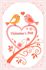 happy valentine day birds and heart