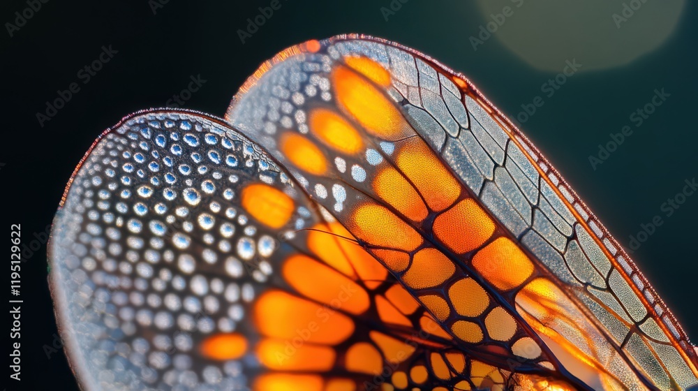 Aufkleber close up of colorful insect wings displaying a detailed, segmented pattern