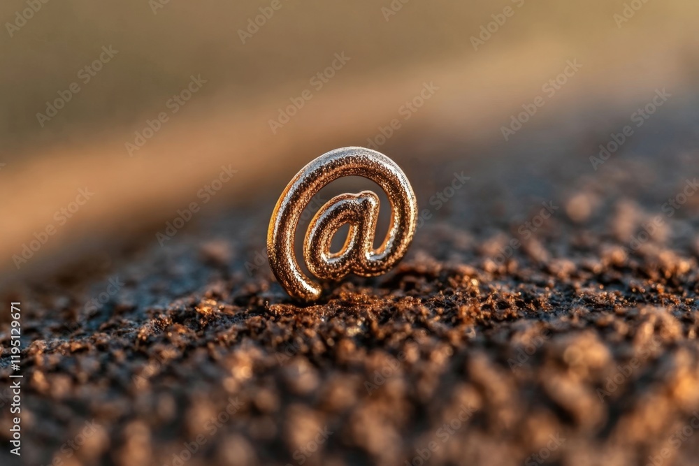 Poster close-up of decorative @ symbol on textured surface, capturing the essence of modern communication a