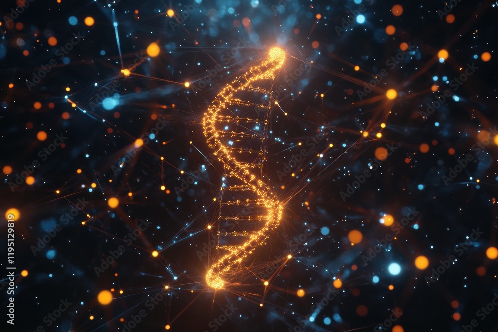 Leinwandbilder glowing dna double helix illuminated by molecular connections in a vibrant abstract setting. generat