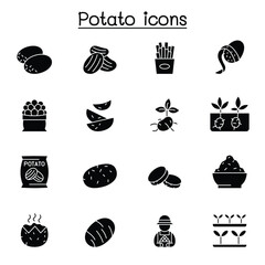 potato icon set in thin line style