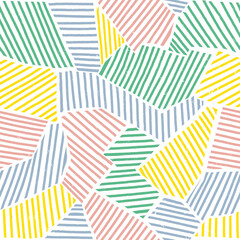 Seamless geometric pattern with colorful hand-drawn lines. Vector illustration.