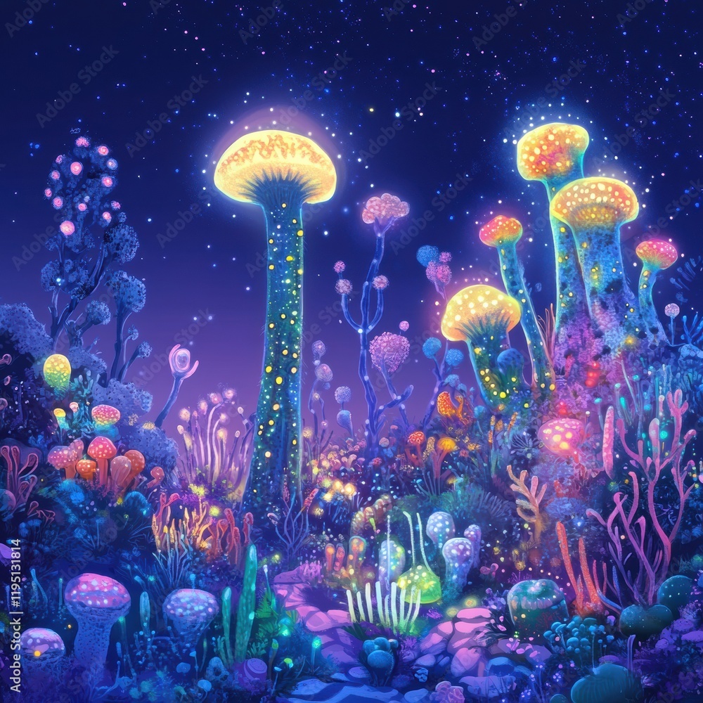 Poster explore the enchanting world of a magical microscopic ecosystem filled with friendly microbes at nig