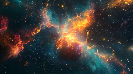 Obraz premium Earth in space galaxy. Starbright. Illustration