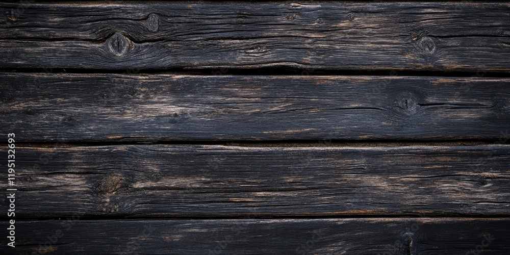 Poster dark aged wood texture background featuring deep black tones and rustic grain patterns in a horizont
