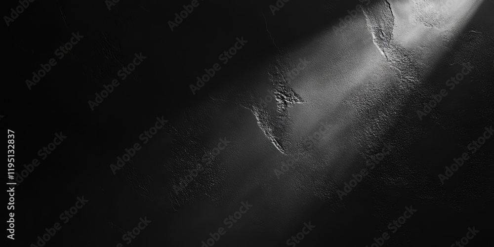 Poster soft-focused black textured background with a dramatic spotlight effect from the top right illuminat