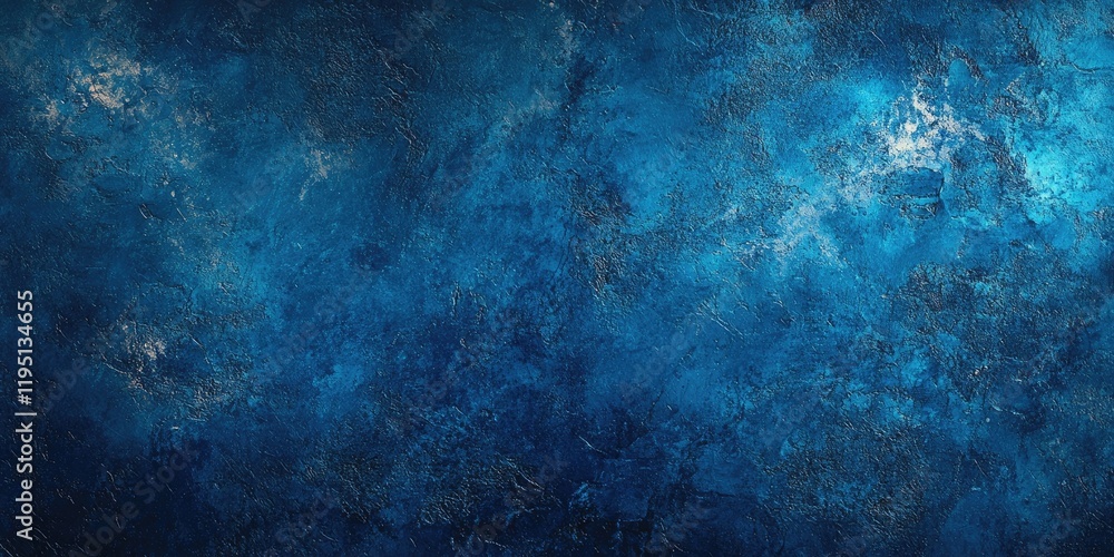 Poster deep blue textured backdrop with subtle lighter shades and hints of silver highlights creating a ric