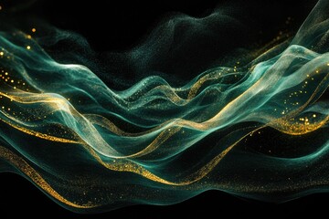 Abstract Waves with Golden Highlights - Minimalist Design for Modern Art and Decor