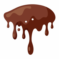 Dark brown, viscous liquid, likely chocolate, dripping or flowing downwards 