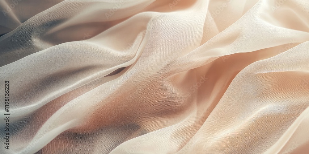 Poster soft light-colored sheer fabric with delicate flowing folds and a gentle blurred texture in neutral 