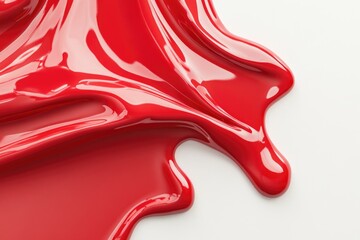 Vivid Red Slime Drips in Mid-Air Creating a Captivating Contrast Against a Minimal White Background