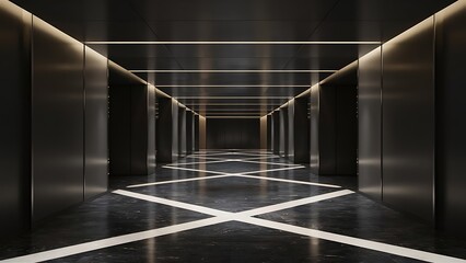 Obraz premium Empty illuminated corridor interior design