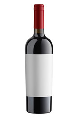 red Wine Bottle isolated on white background, full depth of field