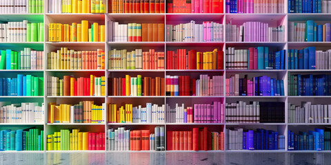 Color-Coded Bookshelf Arrangement