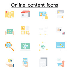 online content icon set in thin line style
