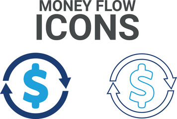 Money flow icon. It contains financial statements, accountants, financial audits, invoices, tax calculators, business firms, tax returns, income, and balance sheet icons. Solid icon collection.