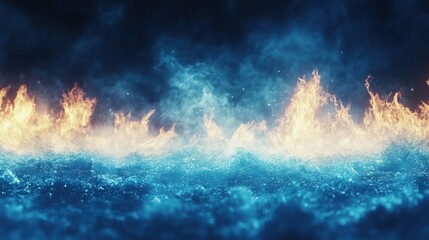 Fototapeta premium A dramatic clash of fire and ice creating a unique abstract texture