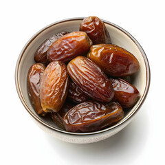 dates in a bowl on a transparent background