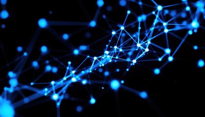 Obraz premium Abstract blue network connections on black background
